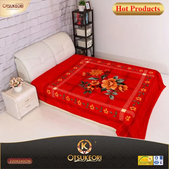 High class looking bright wholesale Raschel blanket with pictures