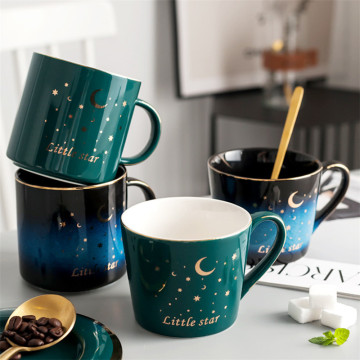 European Ceramic Phnom Penh Coffee Juice Mug Lovers Teacup Gift Creative Porcelain Moon Starry Sky Breakfast Milk Oats Cups