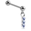 Staright Barbell med Triple-Jewelled Charm