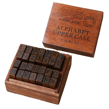 Wholesale Vintage Wooden Rubber Stamps - English Letters and Numbers Uppercase Lowercase