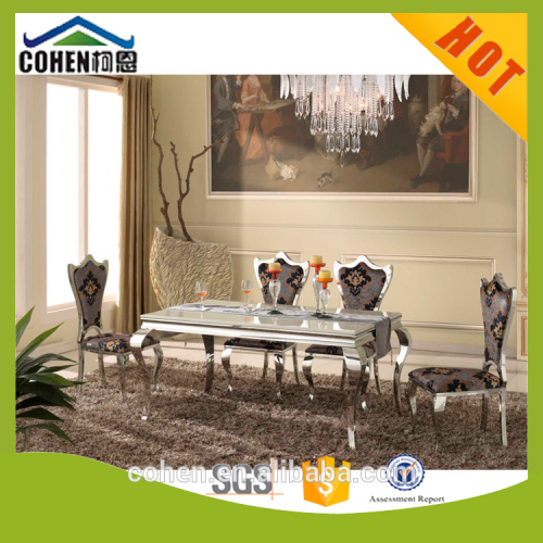 simple design white marble luxury dining table set with stainless steel legs