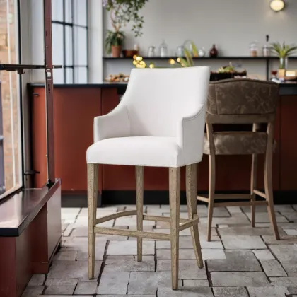 Ella Midcentury Design Wooden Frame Leather Bar & Counter Stool