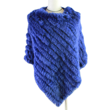 Harppihop Knitted rabbit fur shawl poncho stole cape scrap wrap women's garment Pashmina