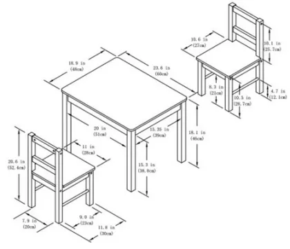 Kids Study Table Bedroom Furniture Set Wooden Educational Children Chairs and Table