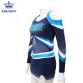 Royal blue metallic cheerleading uniforms