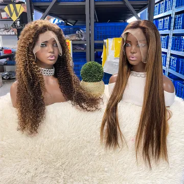 Bone Straight Human Hair Pre Pluck Lace Wig, P4/27 Raw Indian Cuticle Aligned Hair Lace Frontal Wig Human Hair Lace Front