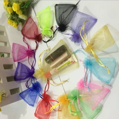 Organza drawstring bag used in gift packaging