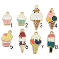 Różne wzory Alloy Ice Cream Charms DIY emalia Popsicle Cupcake metalowe słodkie jedzenie wisiorek kolczyk biżuteria akcesoria
