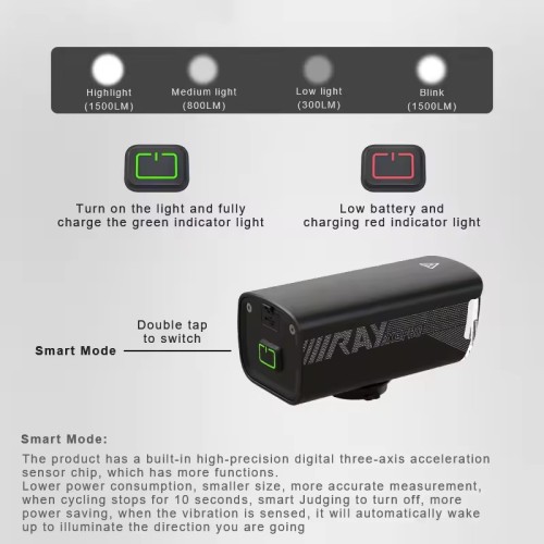 સાયકલ હેડલાઇટ બુદ્ધિશાળી મજબૂત લાઇટ યુએસબી ચાર્જિંગ હાઇ અને લો બીમ હેડલાઇટ્સ સાયકલ એસેસરી લિફ્ટિંગ