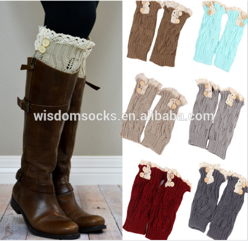 Wholesale leg Warmer knitted women Crochet Lace Top Boot Cuffs