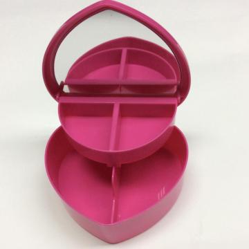 Plastic heart shaped box with mirror