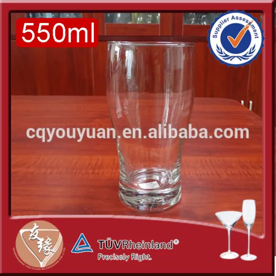 Machine made low price ODM high white glass beer cup 550ml tulip beer glass