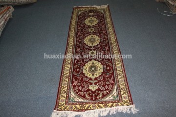 persian design red runner made in china, handmade silk carpet factory in guangzhou china
