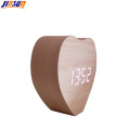 2018 Heart Shape Wood Led Alarm Table Clock