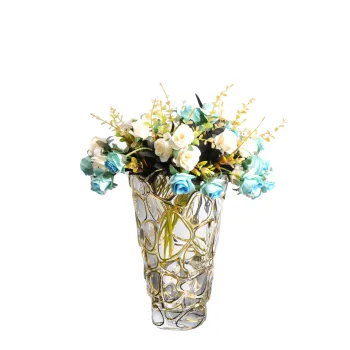 Luxury Vintage Gold Vase: Diamond Color Glass Crystal Flower Vase for Wedding Home Decor