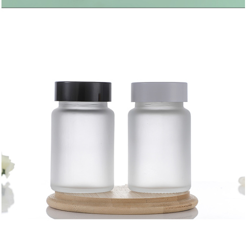 Wide Mouth Clear Frosted Pill Capsule Glass Bottle