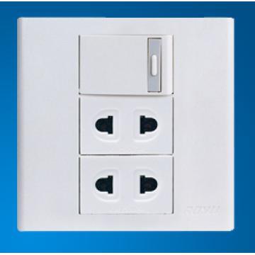 2 Gang 1 Way Switch + 2 Gang 2 Pin Socket
