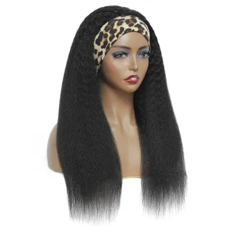 Hot Selling Headband Wig Remy Kinky Straight Human Hair Wig with Headband Attached