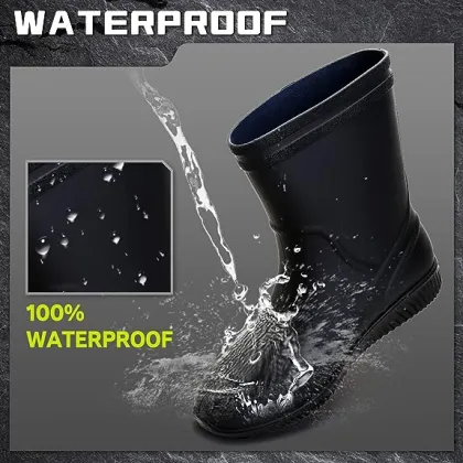 Mid-Calf Waterproof Rubber Boots: Mens & Womens Non-Slip Garden Boots