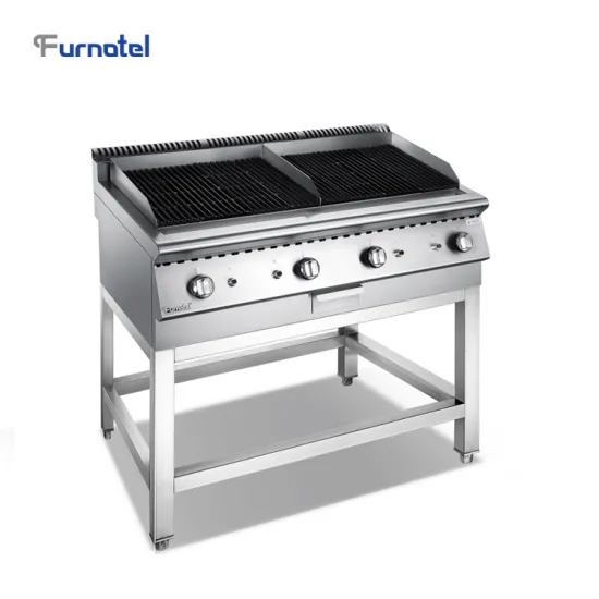Barbecue Grill Commercial Kitchen Restaurant Gas Lava Rock Barbecue Grill With Stand Set