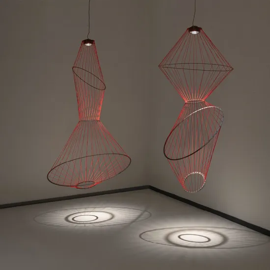 Nordic Modern Villa Minimalist Red Line Chandelier LED Lamp