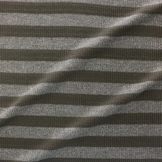 2022 high quality wholesale Stripe Pattern 2x2 Rib Knitted Fabric Polyester Cotton Spandex Mixed Fabrics For clothing