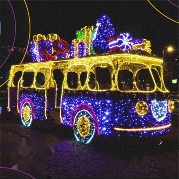 Customized 3D Christmas LED Train Bus Motif Light - Outdoor Christmas Light Sculptures