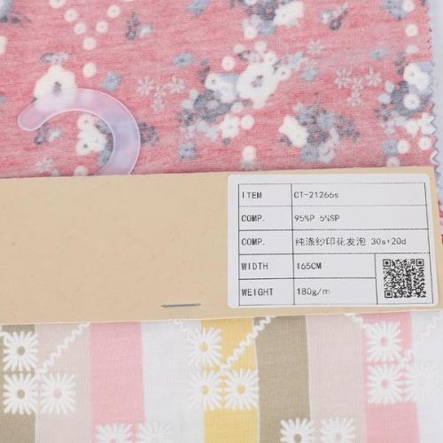 Polyester Spun Span Jersey Puff Printed Recycle Fabric