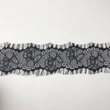 Bordure en dentelle de cils en nylon noir