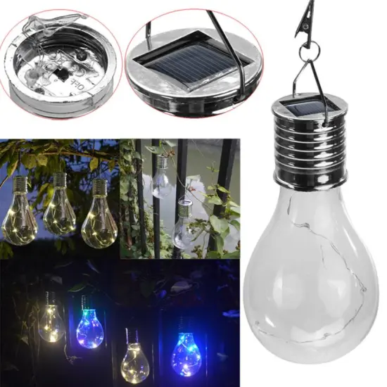 5* White LED Bulb Lights Romantic Solar Hanging Light for Garden Decoration, Camping, Hiking