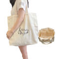 Canvas Embroidered Tote Bag With Pockets And Zipper