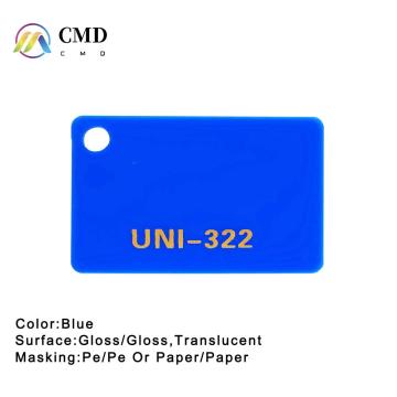 Hoja de plexiglás acrílico azul de 3 mm de espesor 1220 * 2440 mm