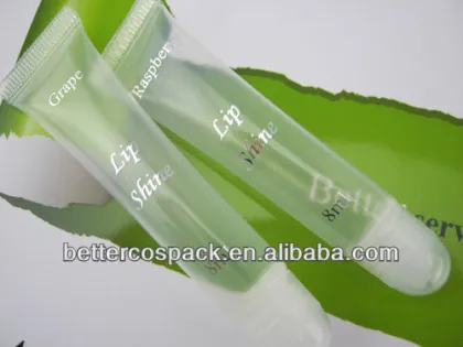 Clear plastic tube for lip shine/lipstick with screw cap