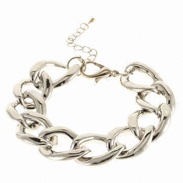 Linked Chunk Casting Chain in Rhodium Plating, Matching Necklaces are Available, Best Selling Item