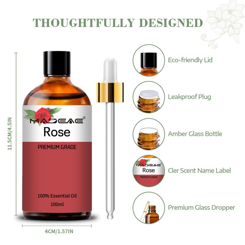 Extrato de flor de beleza orgânica óleo de fragrância de rosas para cuidados com a pele