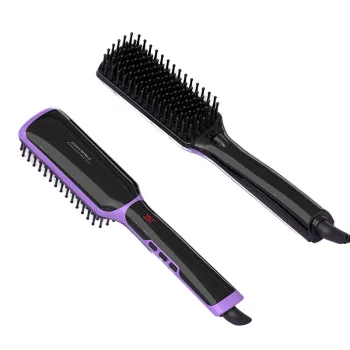 Ceramic Coated Professional Portable Electric PTC Negative Ionic Hair Brush Straightener