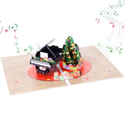 3D Christmas Piano Pop Up Musical Card