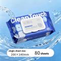 80ct مناديل تواليت قابلة للتنظيف، مناديل مبللة منعشة مضادة للبكتيريا
