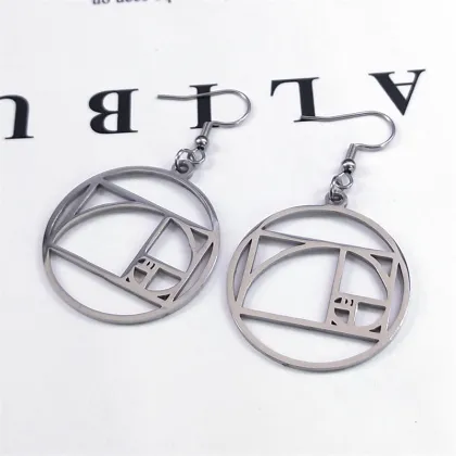 Fibonacci Sequence Golden Ratio Dangle Earrings Stainless Steel Geometric Jewelry