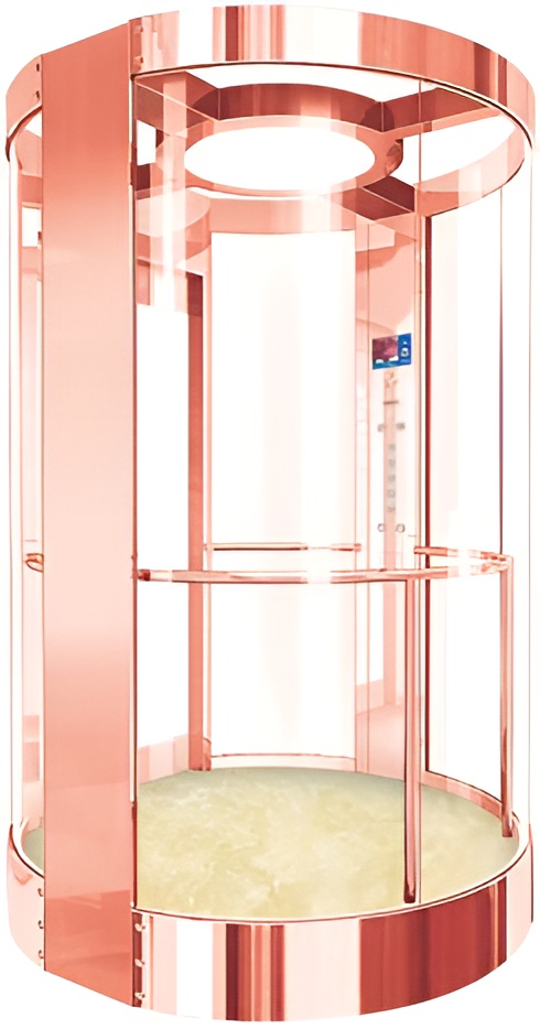Capsule en verre en or rose soulève des ascenseurs