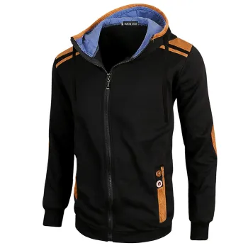 High Quality Deerskin Leather Long Sleeve Slim Hoodie for Men