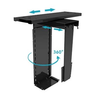 Height and Width Adjustable 360 Degree Swivel CPU Holder Under Desk