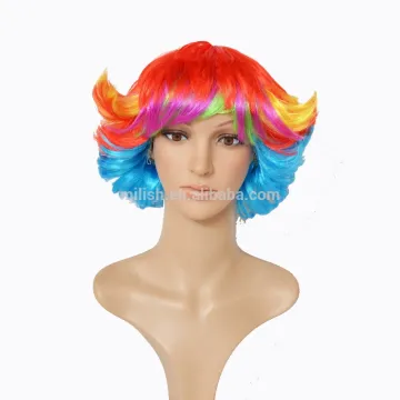 MPW-0008 carnival halloween assorted multi color rianbow party wig