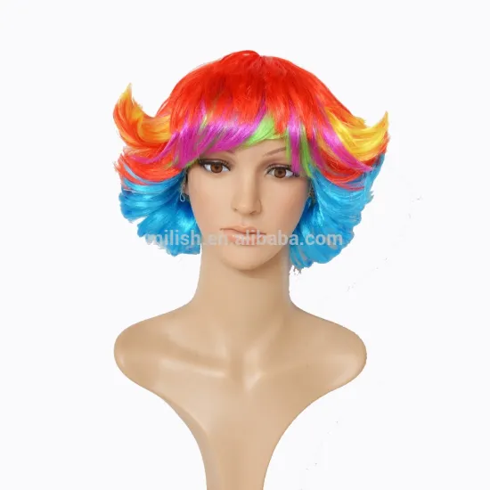 MPW-0008 carnival halloween assorted multi color rianbow party wig