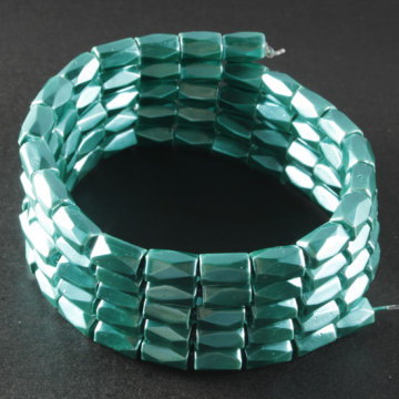 Green Hematite 18 Faced Tube Beads 5X8MM Grade AB
