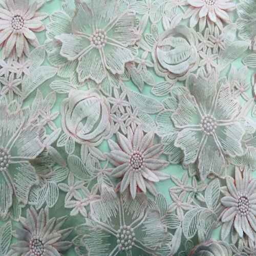 Milky Yarn 3D Handmade Flower Embroidery Fabric