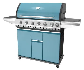 Shiny Blue 6 Burner Gas Outdoor Grills