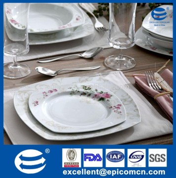 luxury square new bone china finished products dinnerware set&dinner set/flower decorated plate