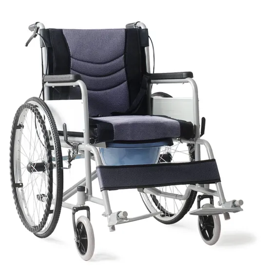 Commode Wheelchair with Footrest and Toilet Features