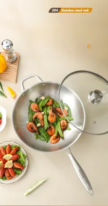 High Quality 304 Stainless Steel Frying Pan with Glass Lid - Wholesale Kitchenware